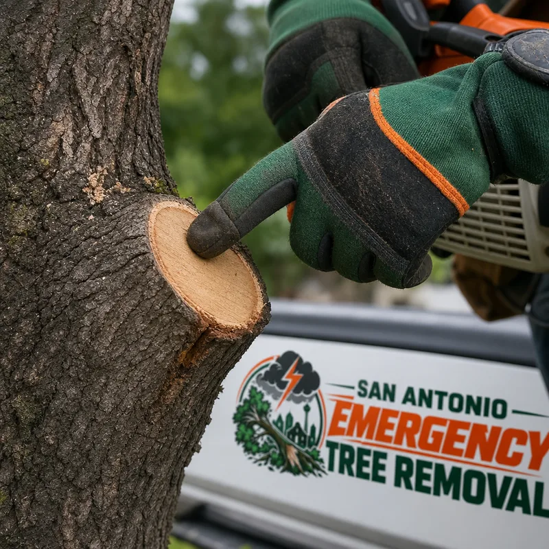 Close-up of a proper pruning cut at the branch collar showing clean technique and correct placement